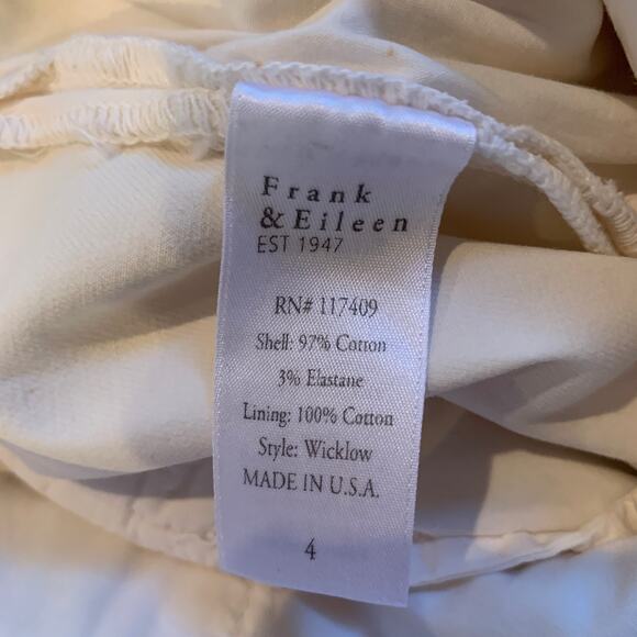 Frank & Eileen Wicklow Cotton Pant Trousers MSRP $288 | Off White | Size 4 - Picture 10 of 10